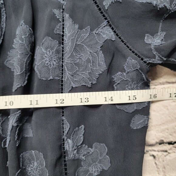 Joie Chaylse Floral Embroidery Lace Trim Blouse In Deep Sea Size XS - Picture 12 of 14